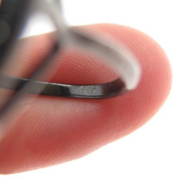 925 Sterling Silver Black Rhodium Real Labradorite & C Z Teardrop Ring Size 9.25 - Picture 7 of 8